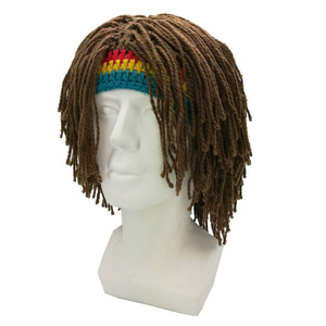 Hot Sale Halloween Creative Reggae Savage Hair Thread Wig  Funny Rasta  Knitted Hat