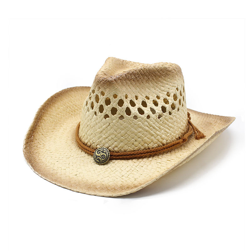 Design Unisex Luxury OEM Wide Brim Cowgirl Sombrero Custom Beach Hard Straw Cowboy Hat