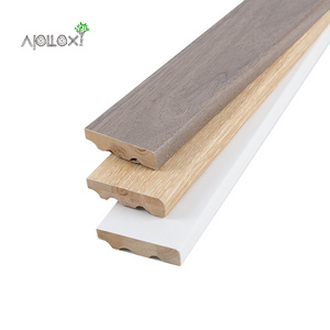 Apolloxy  Decor Factory Outlets Various Colors Waterproof White PVC Wrapped MDF Baseboard Wood Skirting Board