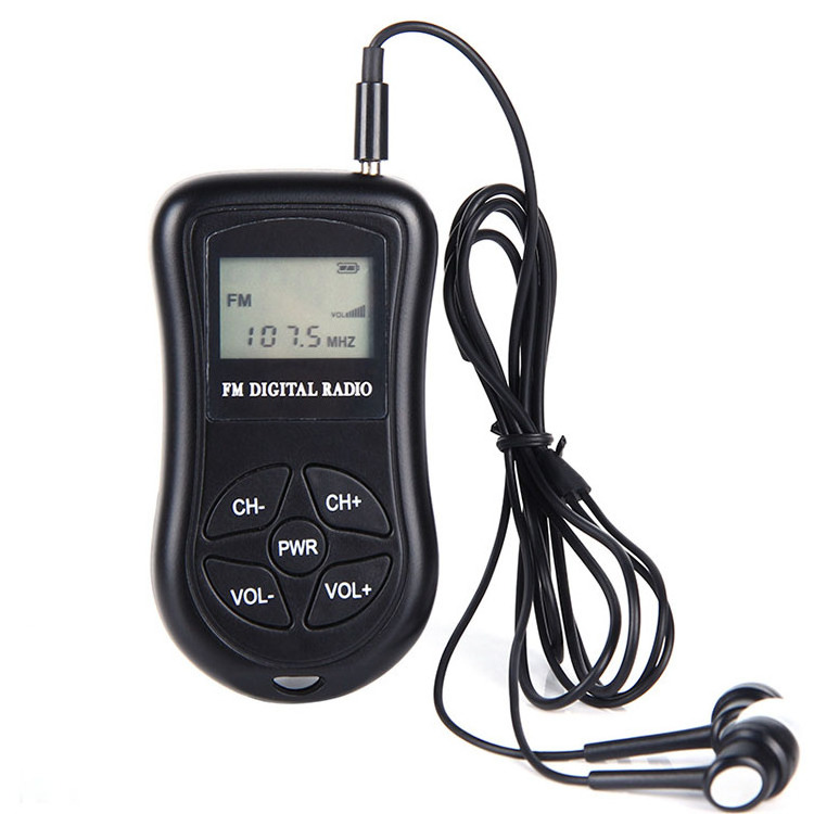 64-108MHz Jogging Sensitive Mini Digital FM Receiver With Earphone For Translation Event Mini FM Portable FM Radio