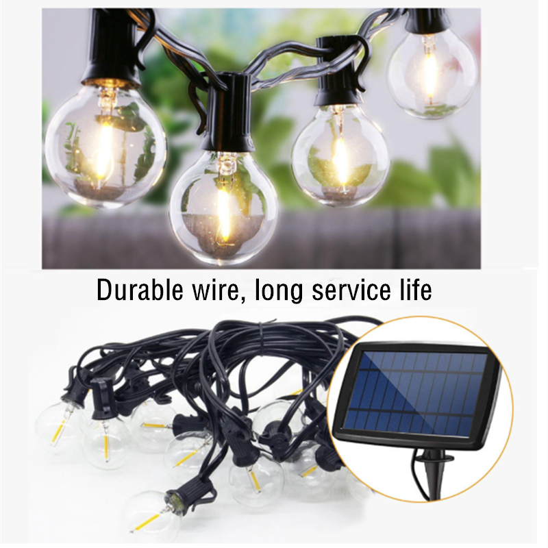 Outdoor hanging 25 LED 25 FT USB charging G40 globe solar string light bulb with remote control