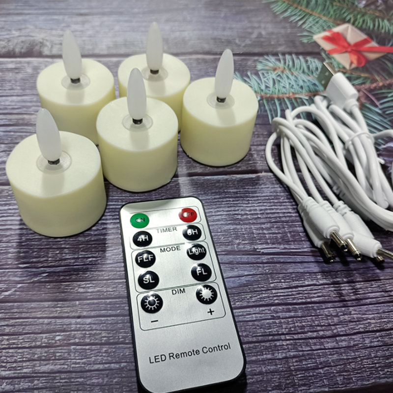 12 pack smart flameless rechargeable flicker USB charging battery operated led candle with remote control