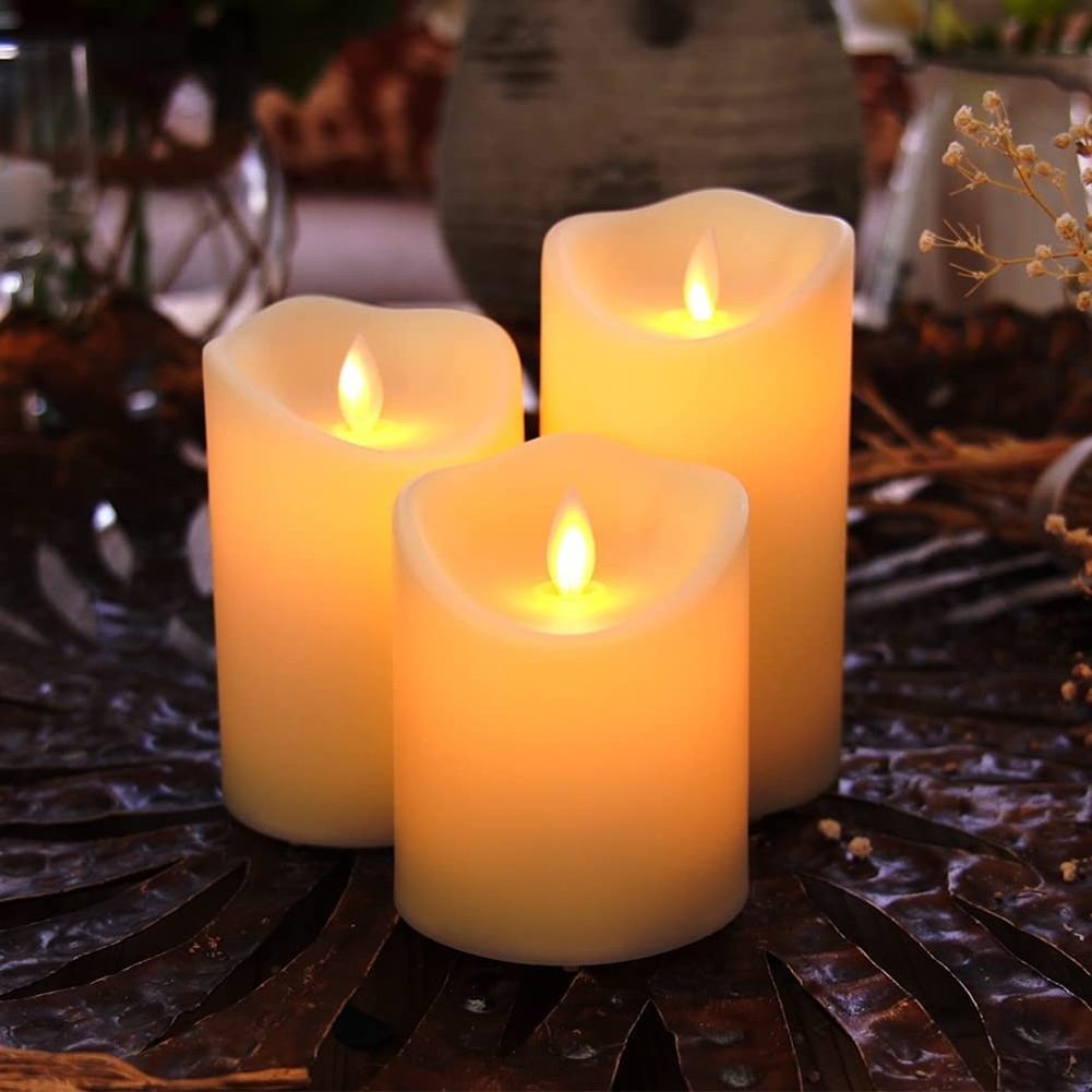 Realistic Dancing Flameless Candles Real Wax Battery Operated LED Candles With Remote Control Timer Flickering Flameless Candles