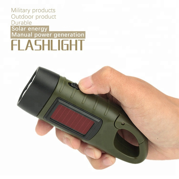 China outdoor IP44 waterproof rechargeable solar power hand crank mini keychain 3 led flashlight light for camping hiking