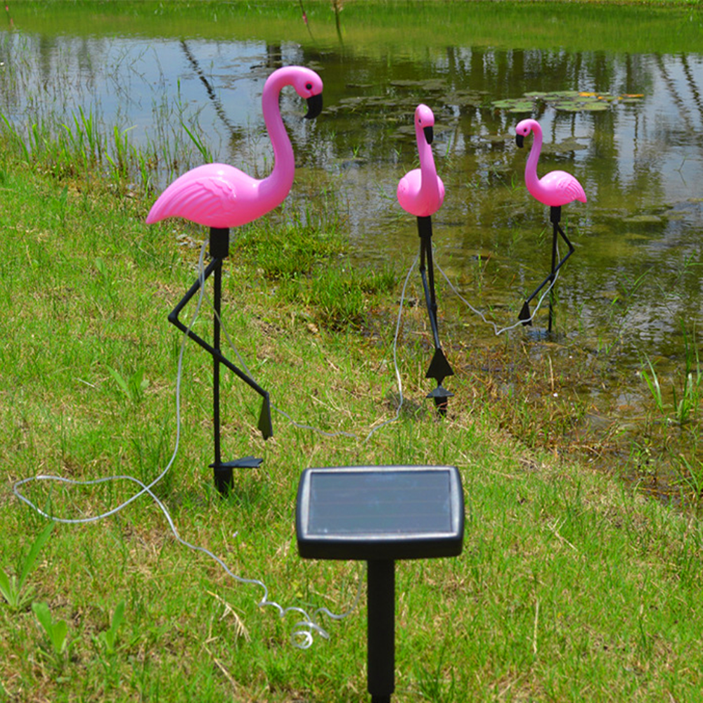 Outdoor Decorative Garden Pink Bird Solar Flamingo Stake Light