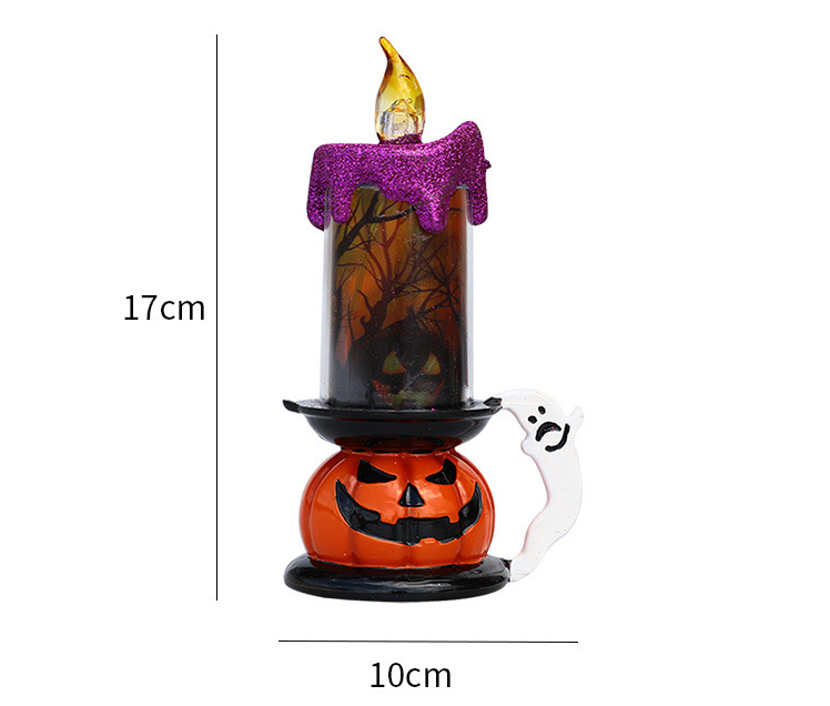 Halloween Snow Globe Candles Lighted Lamp Battery Operated Spinning Glittering Flameless Candles Table Centerpiece For Ghost