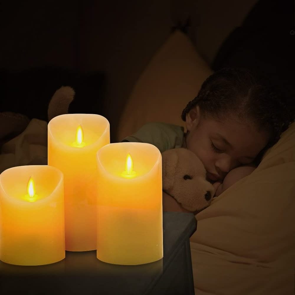 Realistic Dancing Flameless Candles Real Wax Battery Operated LED Candles With Remote Control Timer Flickering Flameless Candles