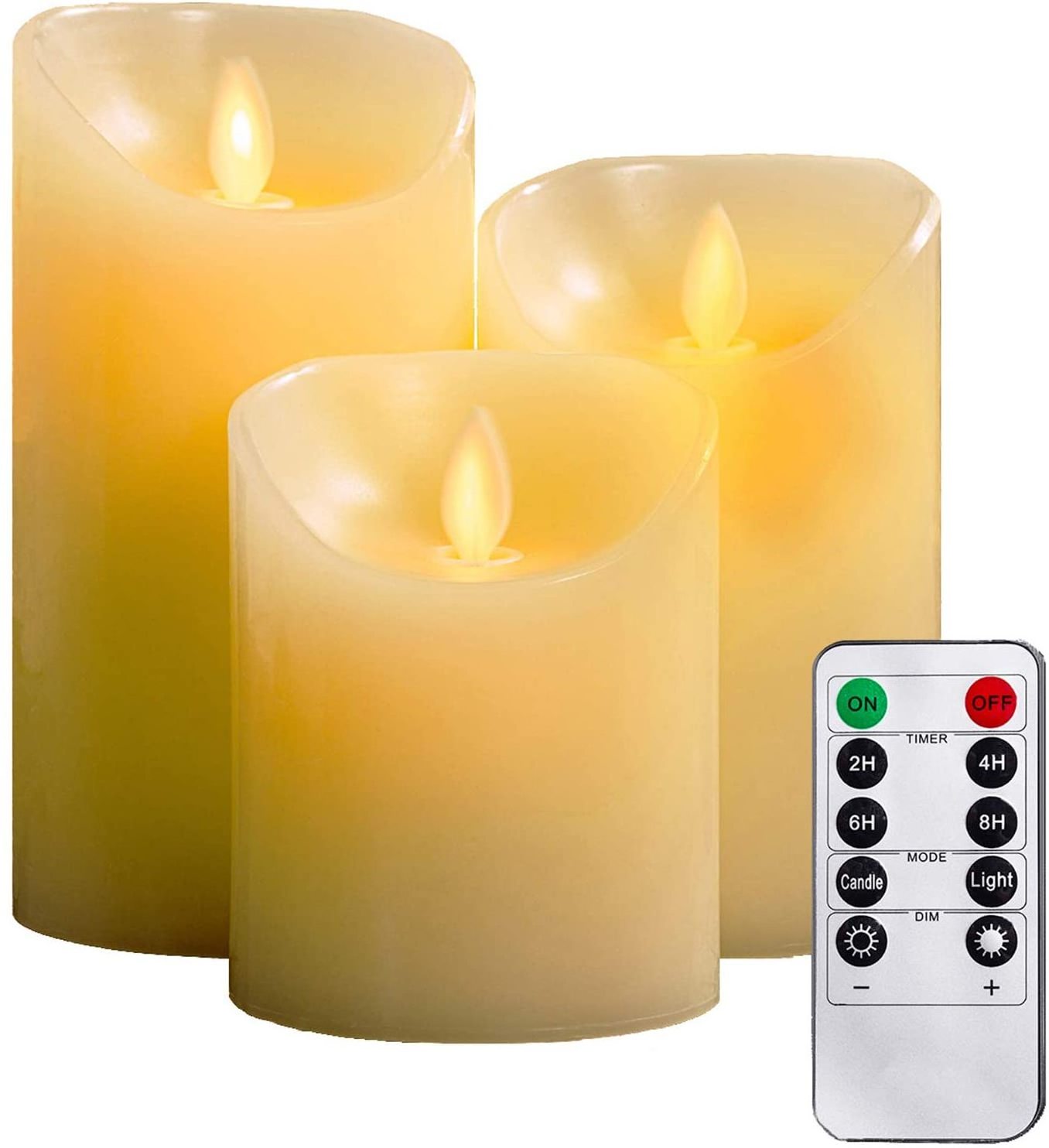 Realistic Dancing Flameless Candles Real Wax Battery Operated LED Candles With Remote Control Timer Flickering Flameless Candles