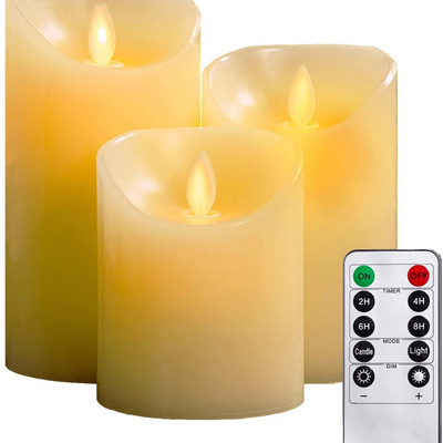 Realistic Dancing Flameless Candles Real Wax Battery Operated LED Candles With Remote Control Timer Flickering Flameless Candles