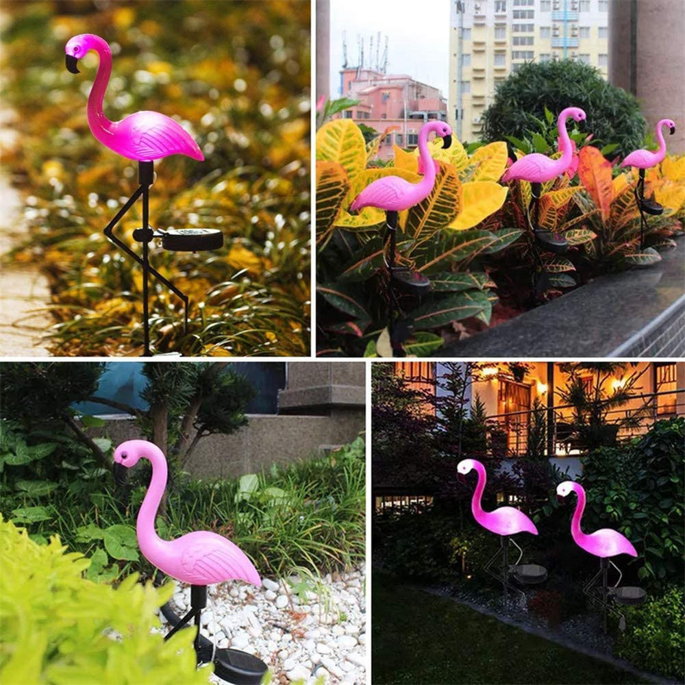 Outdoor Decorative Garden Pink Bird Solar Flamingo Stake Light