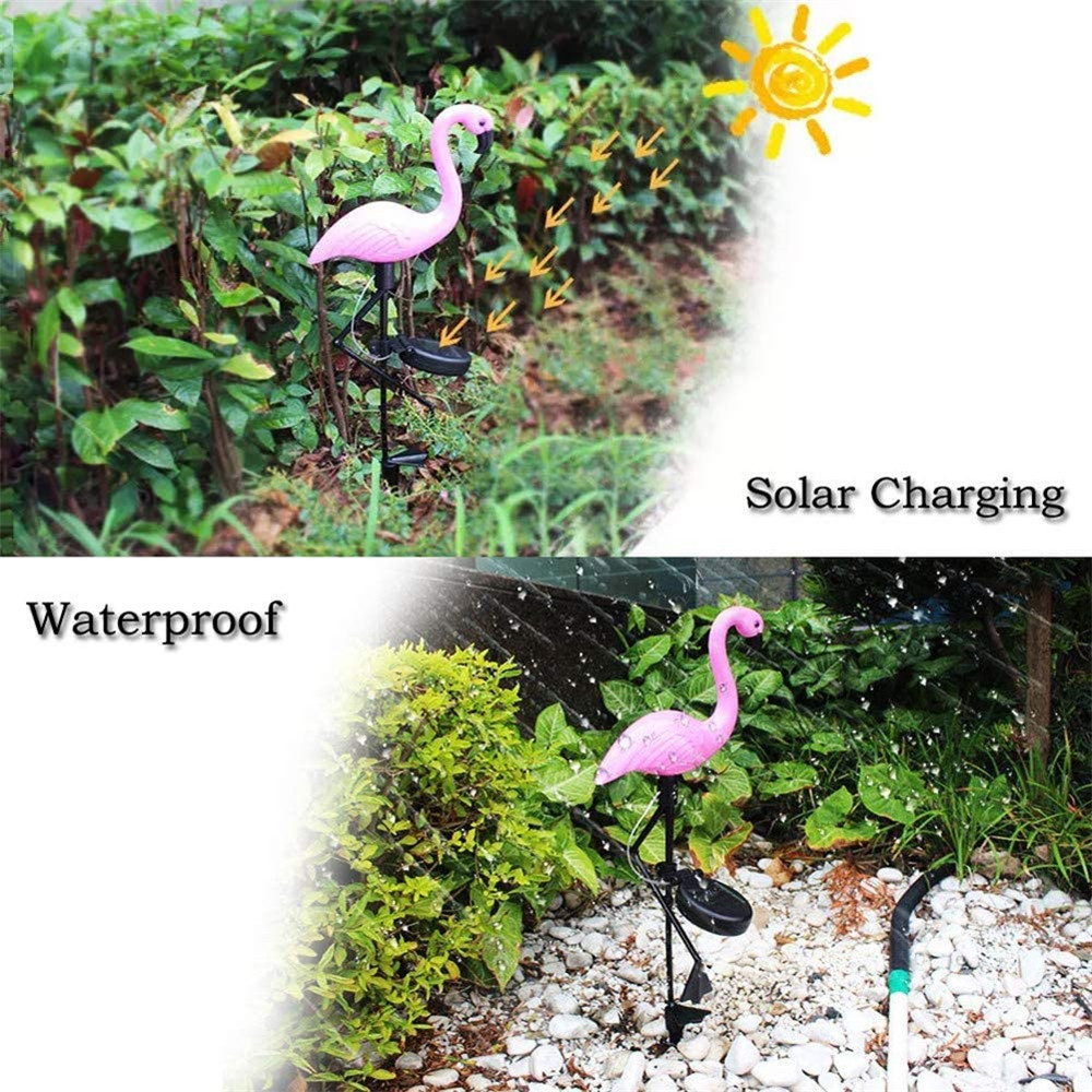 Outdoor Decorative Garden Pink Bird Solar Flamingo Stake Light