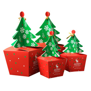 MINI MOQ Wholesale Christmas Tree Shaped Paper Gift Candy Packing Boxes