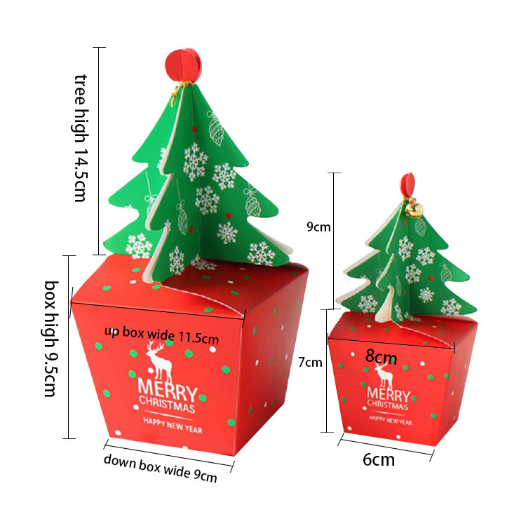 MINI MOQ Wholesale Christmas Tree Shaped Paper Gift Candy Packing Boxes