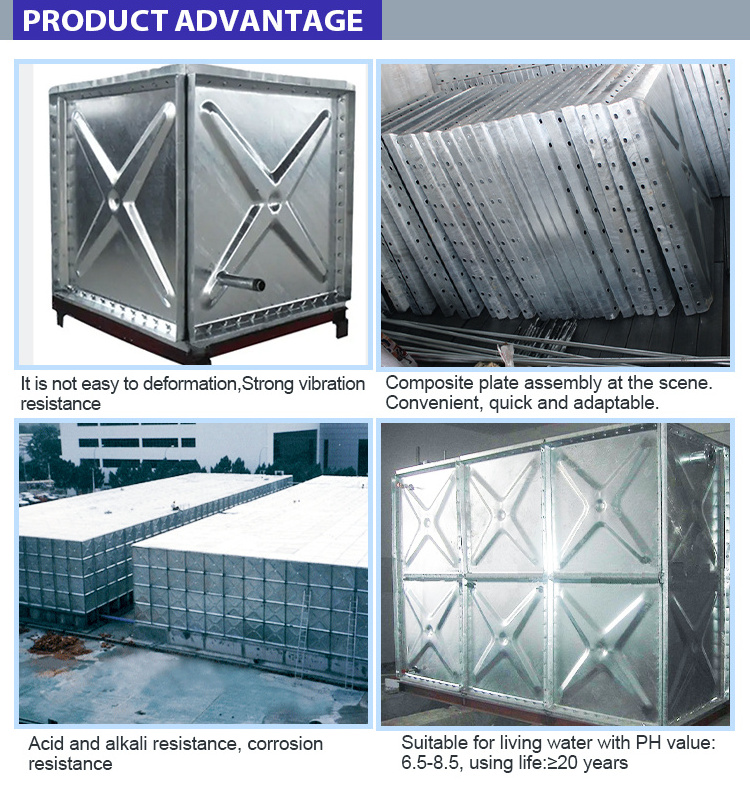 Underground Galvanized Steel Water Tank Flexible Assemble Panel Tank Galvanized Steel Storage Water Tank