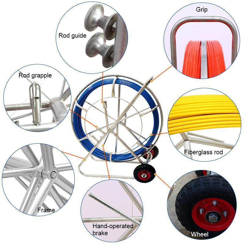 8mm 10mm 11mm 14mm 16mm 250m 300m snake push rod detectable frp cable conduit fiberglass duct rodder