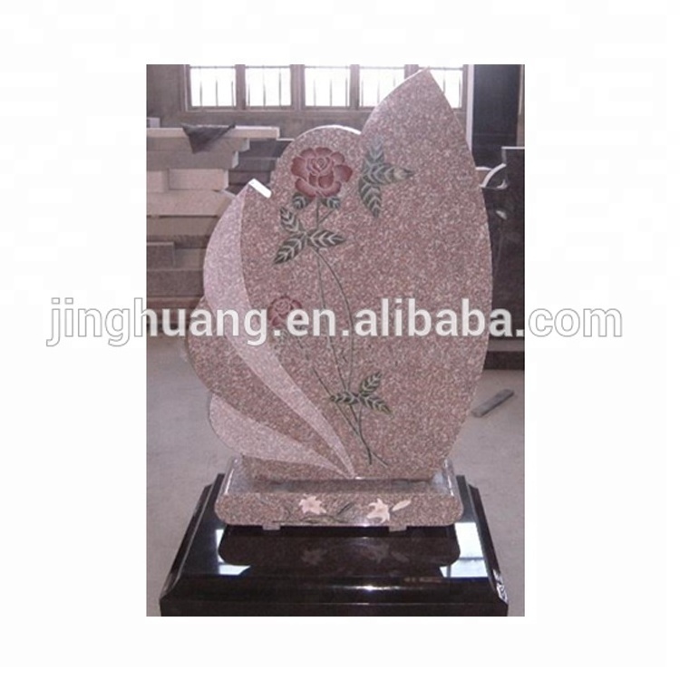 Design Memorial Tombstone Granite Tombstone Carved Rose JH Beautiful Pink Headstone American Carved Polish High Polished CN;FUJ