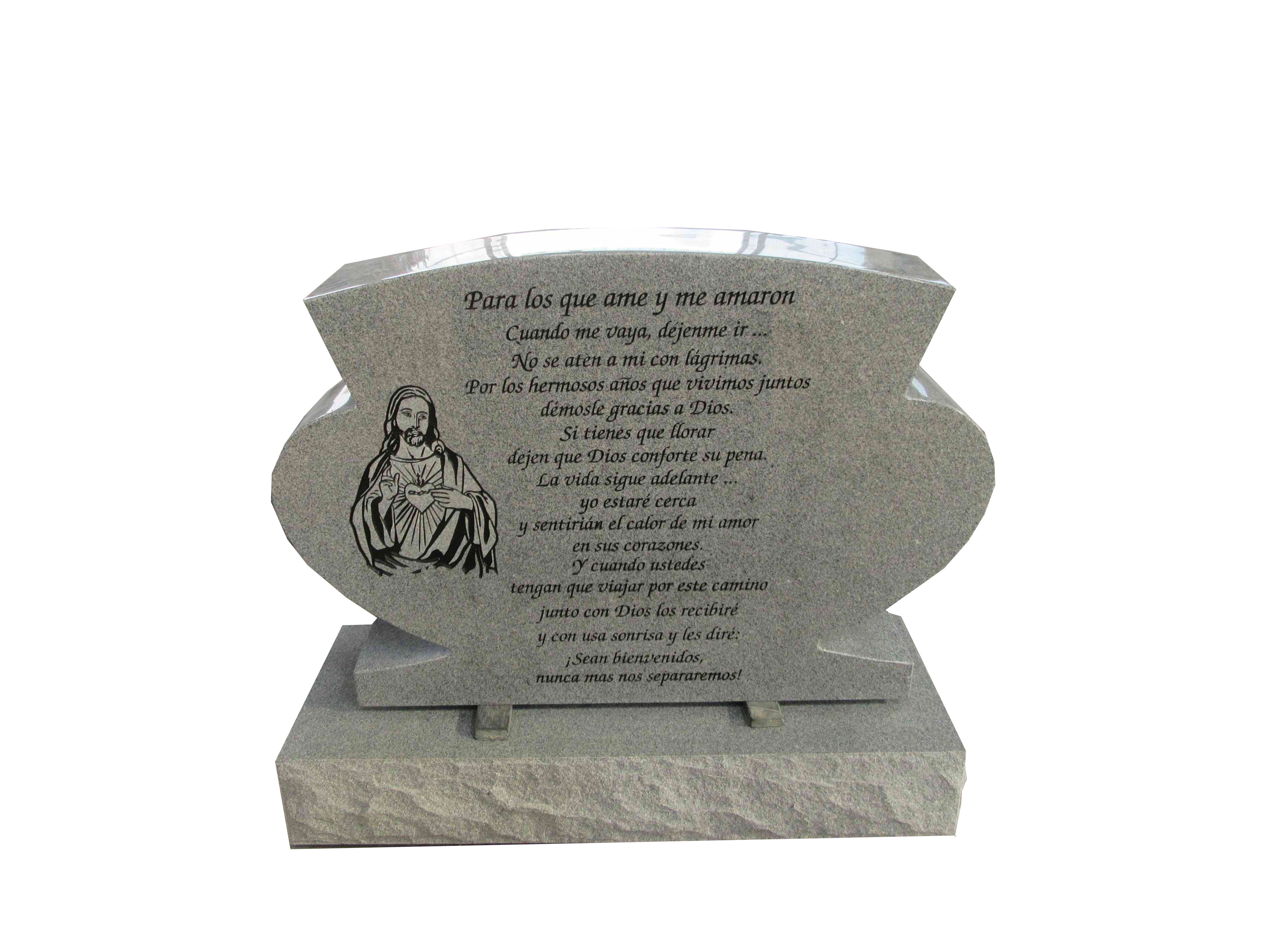 Light grey granite monuments double heart shape headstone