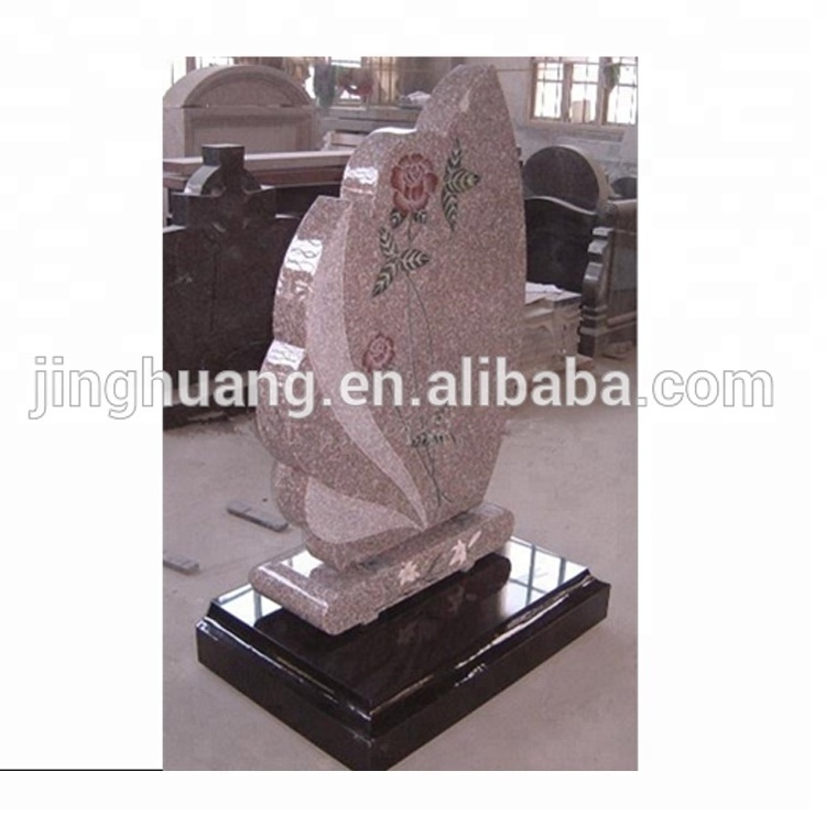 Design Memorial Tombstone Granite Tombstone Carved Rose JH Beautiful Pink Headstone American Carved Polish High Polished CN;FUJ