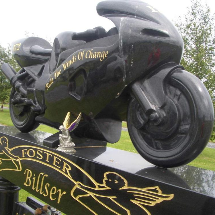 Cemetery Usage Indian Black Granite Headstone in Motorcycle Design