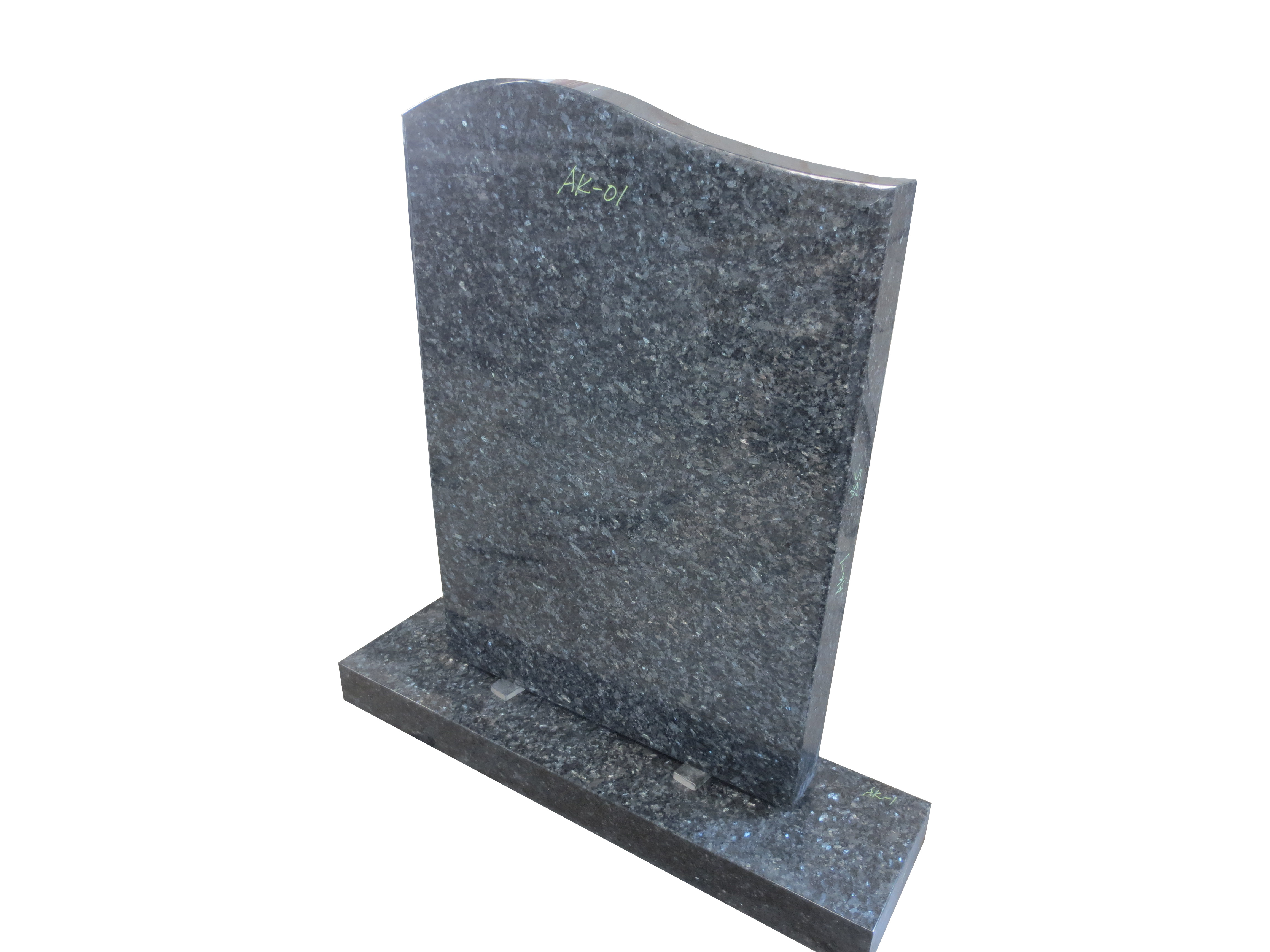 Low price Blue pearl granite serp top design upright headstones