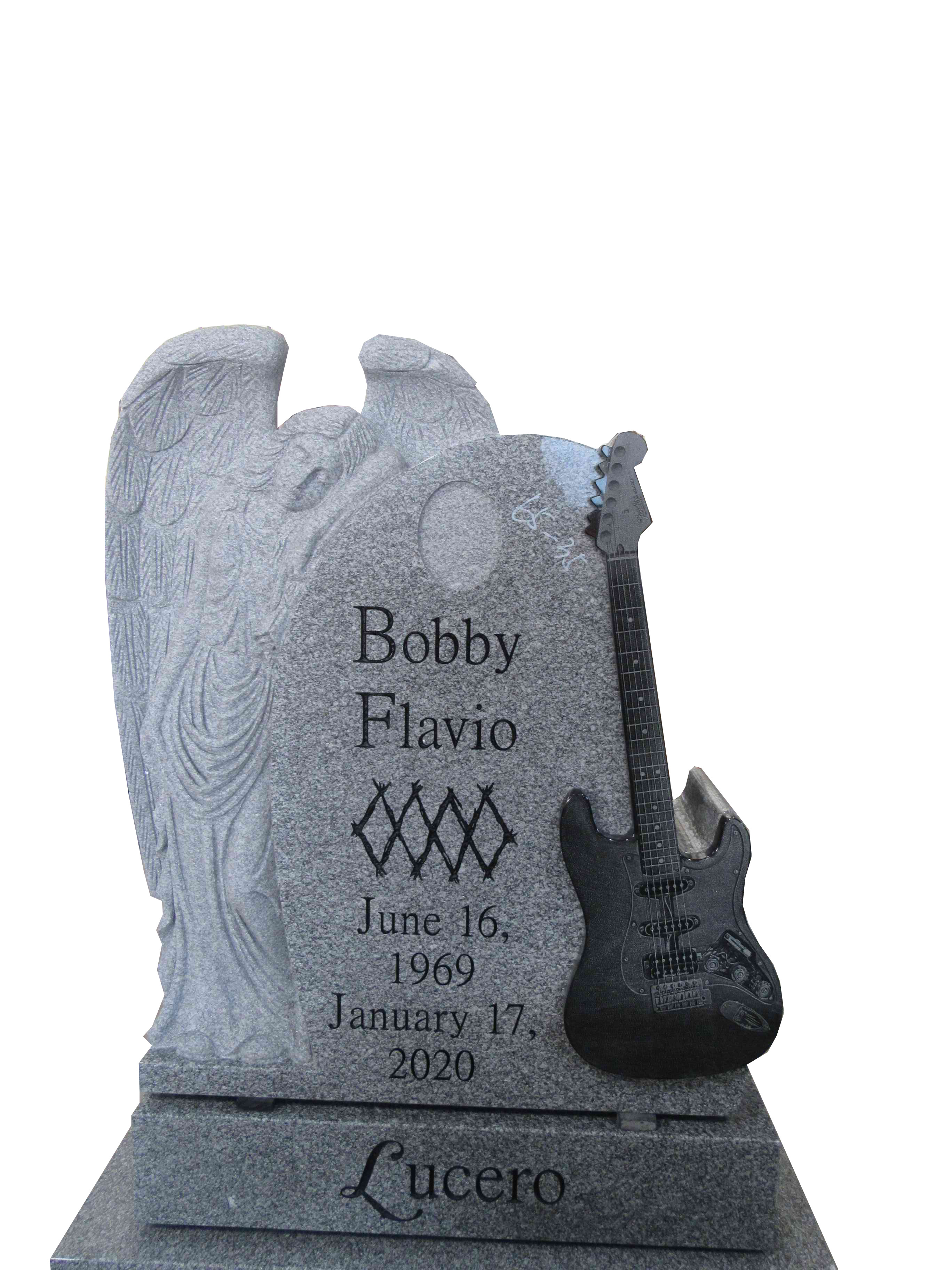 Carve guitar headstone angel custom  shape headstone for graves