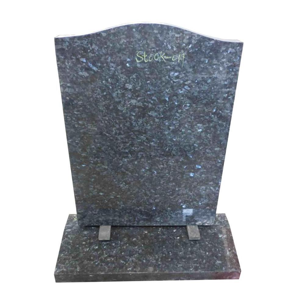 Low price Blue pearl granite serp top design upright headstones