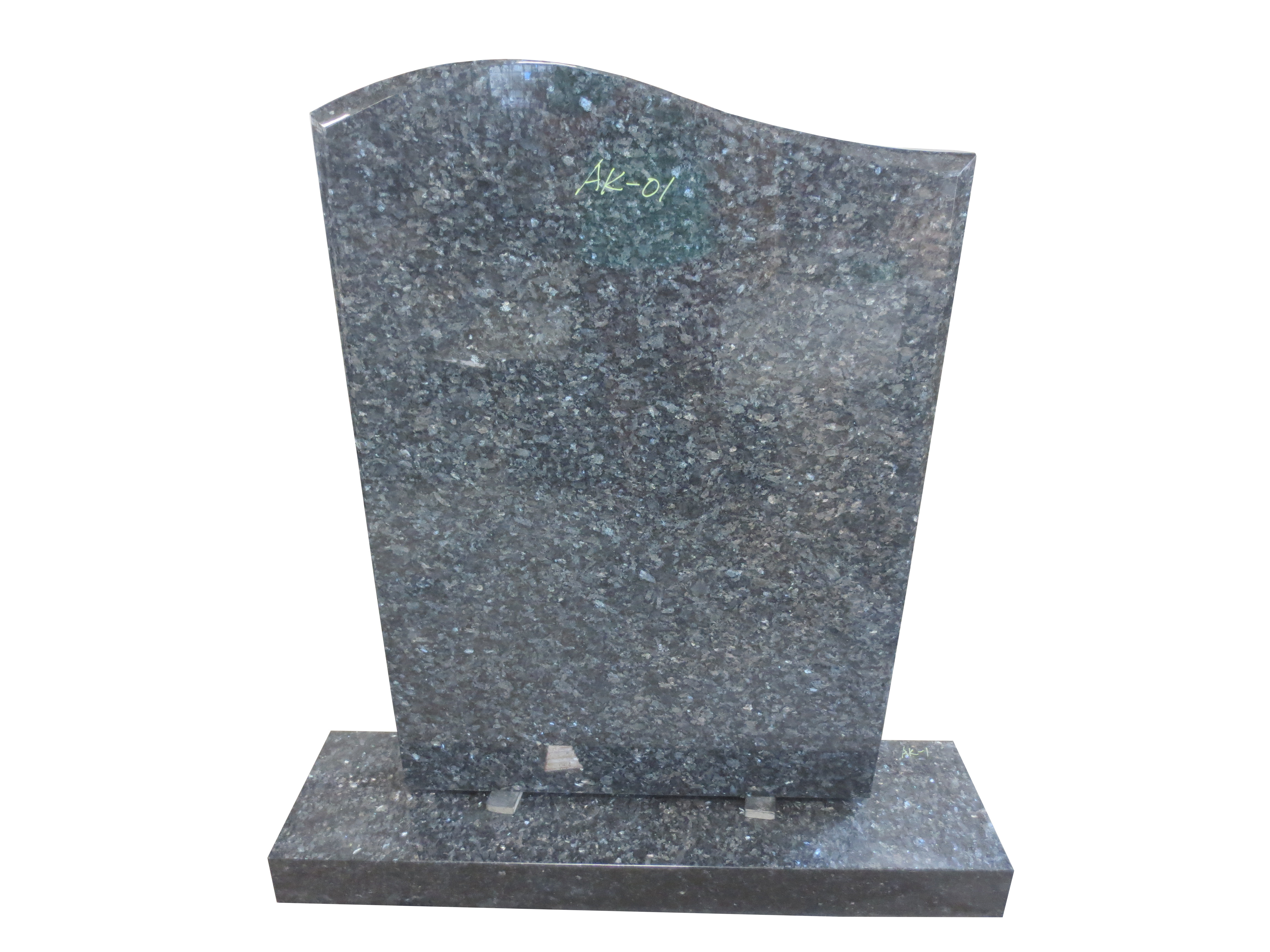 Low price Blue pearl granite serp top design upright headstones