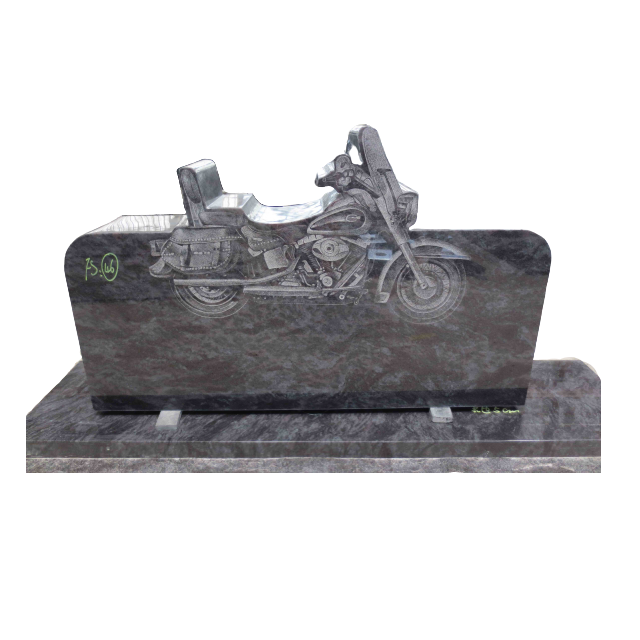 Bahama blue granite motorcycle shadow carving motorbike headstone Tombstones