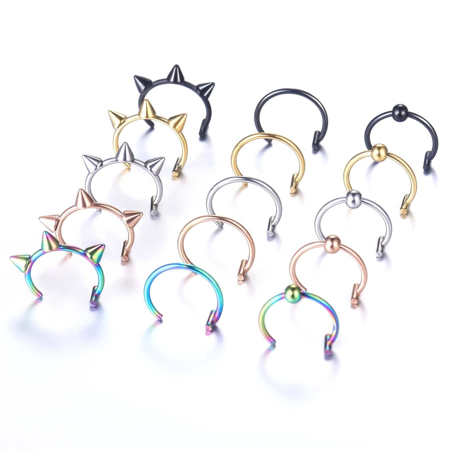 Wholesale Fashion Jewelry Piercing Jewelry Hiphop Stainless Steel 1mm*10mm C Shape lip ring Piercing Jewelry