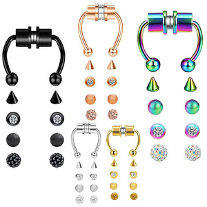 Horseshoes Magnetic Septum Ring Magnetic Nose Rings Hoop Stainless Steel Septum Nose Piercing Body Jewelry