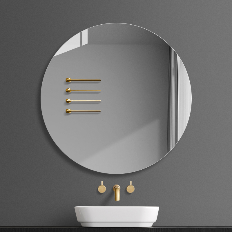 Jinghu Round Shape Bevelled Polish Frameless Wall Mirror with Hooks for Bathroom Vanity Mirror