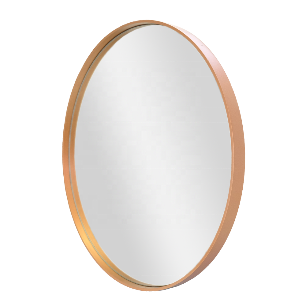 Concise Style Wall Mounted Deep Metal Stainless Steel Frame Bronze Black Round Framed Bathroom Mirror