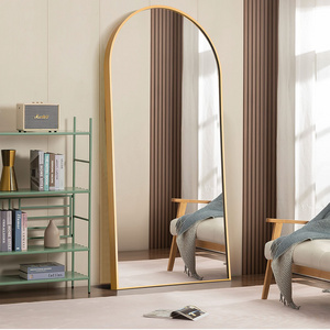 Metal Wire Drawing  gold Floor-to-ceiling Gym Dressing Custom Decorative Mirror For Wall  Bedroom