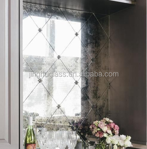 Jinghu China Factory Subway Tiles Backsplash Antique Mirror Glass Sheet for Home Decoration