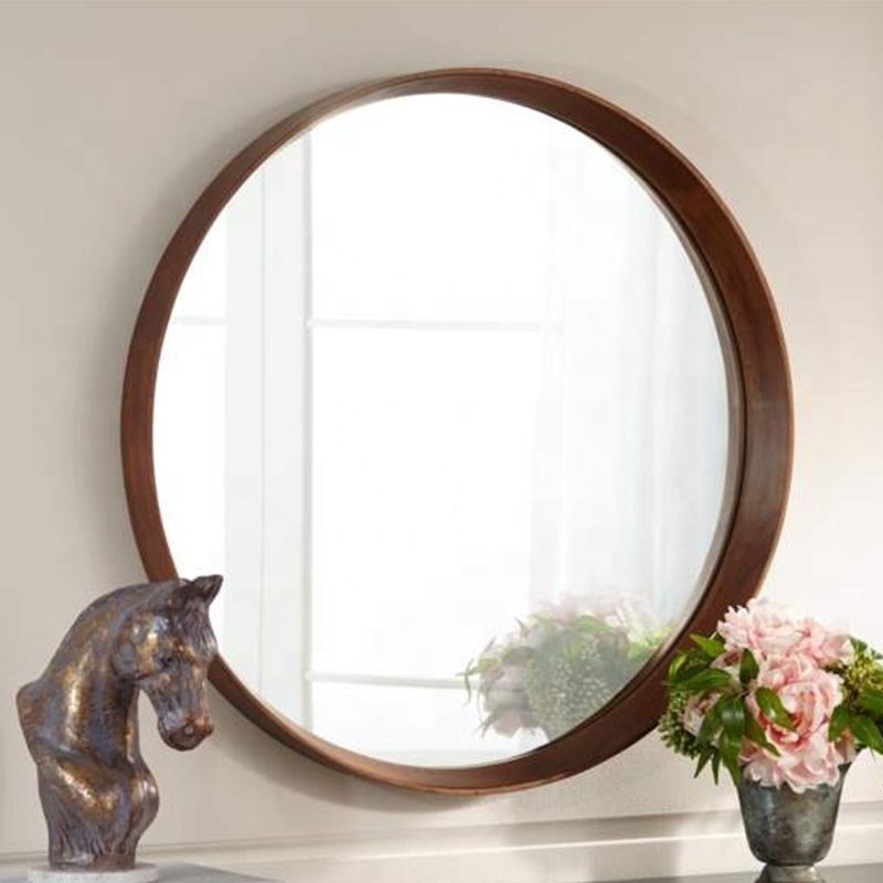 Concise Style Wall Mounted Deep Metal Stainless Steel Frame Bronze Black Round Framed Bathroom Mirror