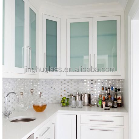 cheap price 10 mm 12 mm flat tempered frosted glass for kitchen cabinet doors