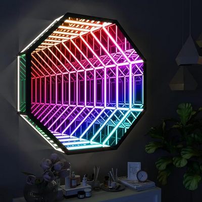 Mirror Tunnel Light LED Infinity Mirror Light with Remote Control 3D Octagon Infinity Wall Mirror Multi Color Changing Light