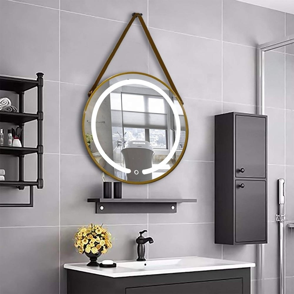 Concise Style Wall Mounted Deep Metal Stainless Steel Frame Bronze Black Round Framed Bathroom Mirror