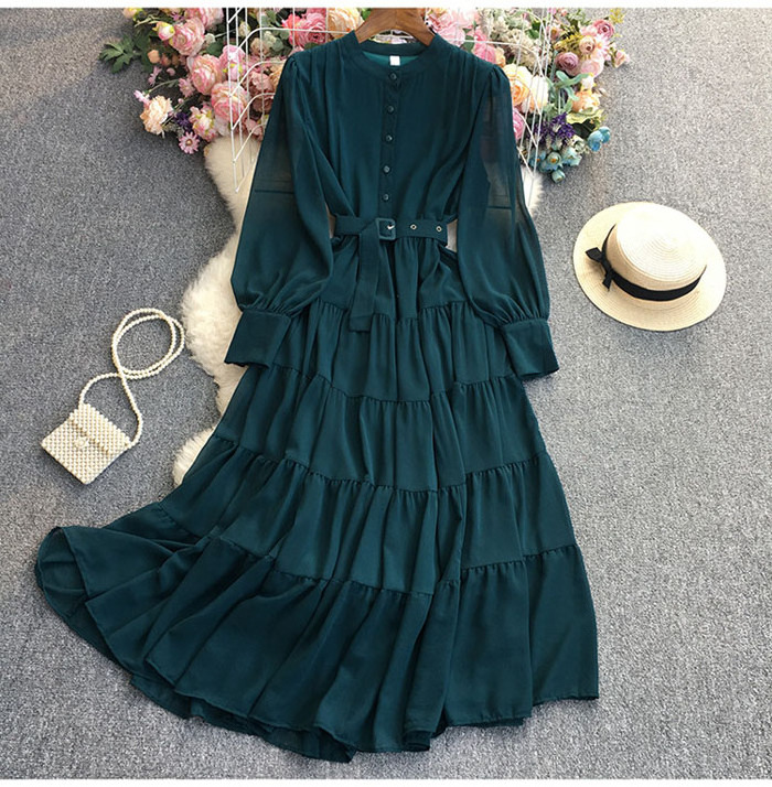 D4-679  New 2023 New design solid color long sleeve maxi dress women casual dress muslim dresses clothing 4