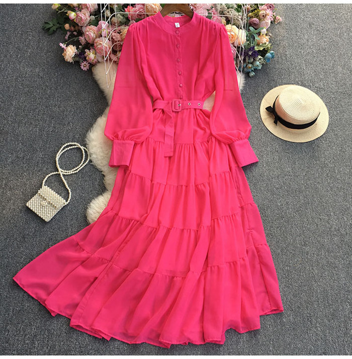 D4-679  New 2023 New design solid color long sleeve maxi dress women casual dress muslim dresses clothing 4