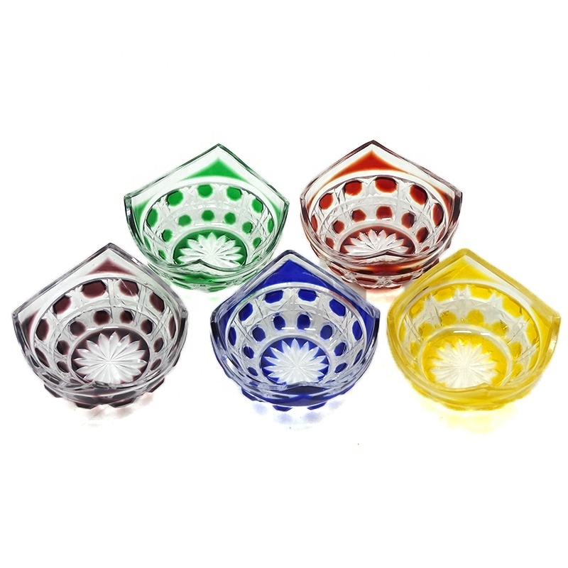 Japanese cut to clear crystal glass sushi sauce dish for home decoration and restaurant with gift box