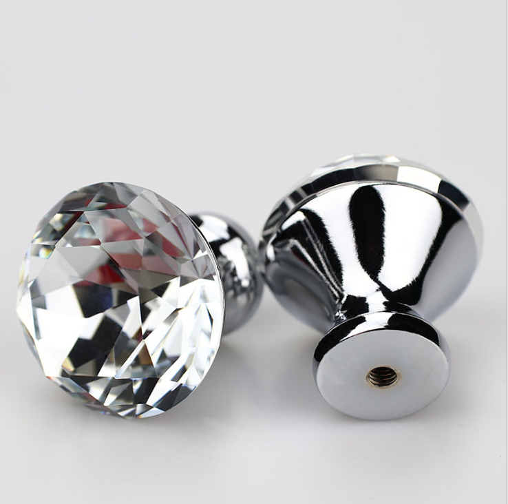 30mm clear diamond Wardrobe Pull Hardware Door Knob Crystal knobs for dressers