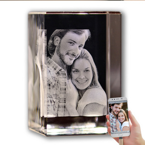 Wedding Souvenirs led 3d Laser Engraving Glass Block Engraving Printing Glass 3d Photo Crystal