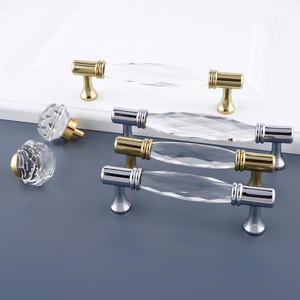 96/128mm Crystal Long Handle Zinc Alloy Handles for Furniture Crystal Cabinet Knobs Drawer Wardrobe Pull