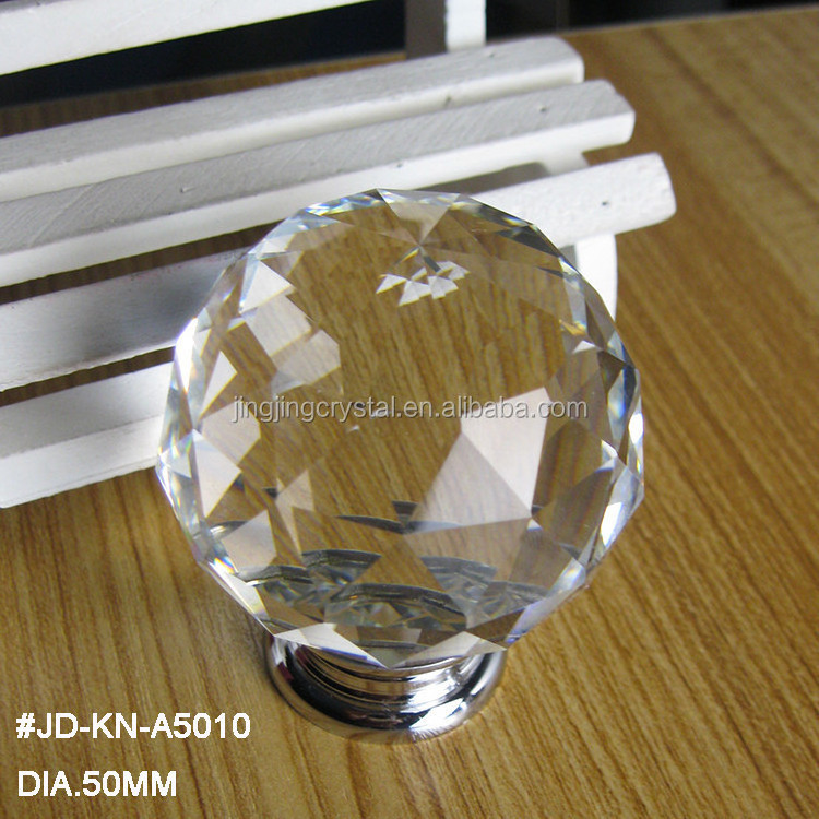 50mm Large Crystal Knob for Door and furniture in Living Room Zinc alloy hardware