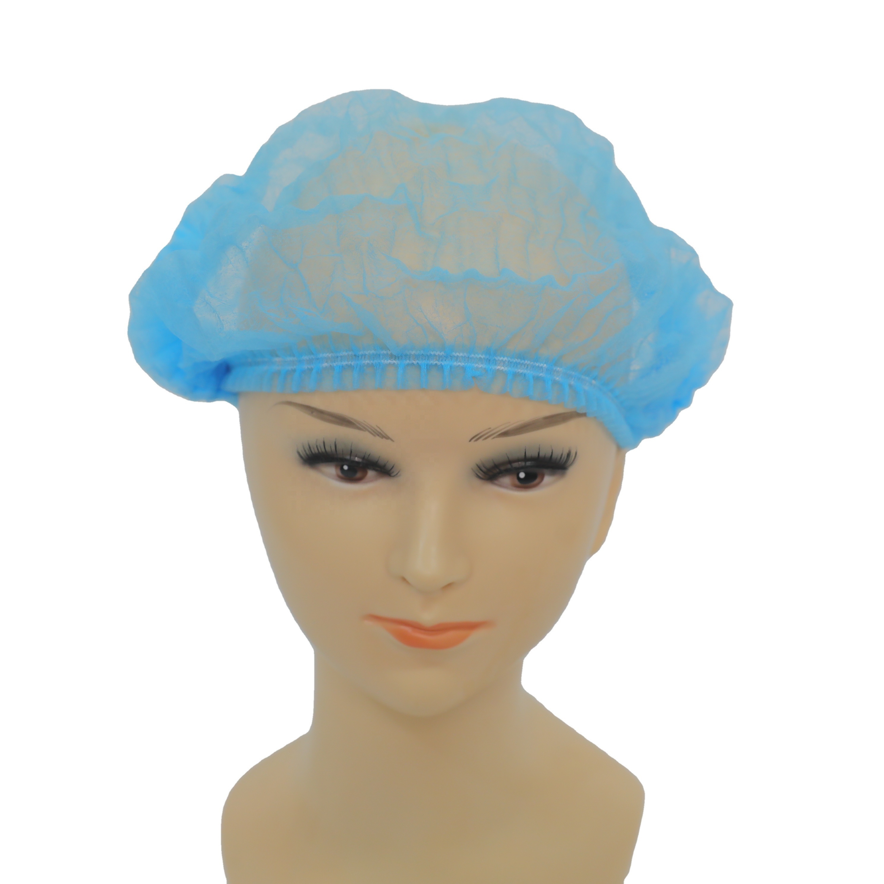 Disposable Medical Non Woven Strip Cap Bouffant Head Cover Surgical Doctor Nurse Hat Double Elastic mob caps