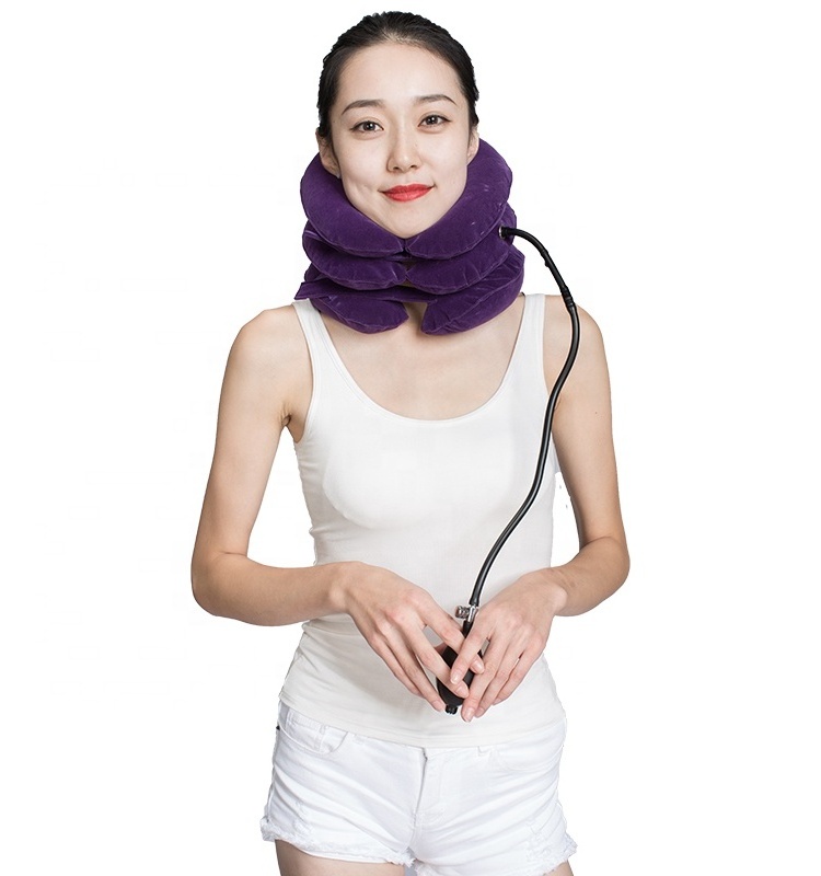 Neck Traction Neck Cervical Traction Collar Device for Neck and Back Pain Relief Inflatable Spine Alignment Pillow