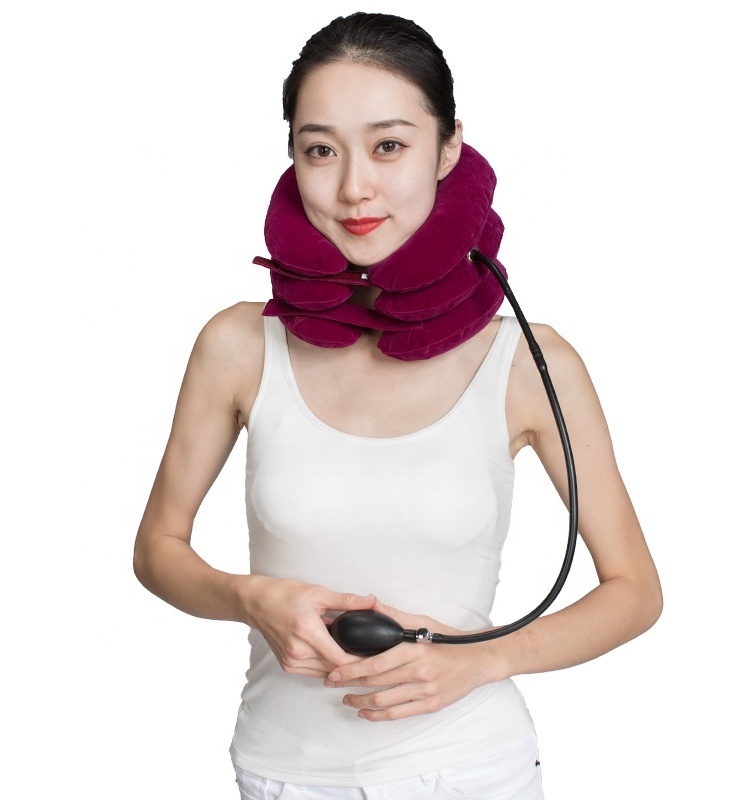 Neck Traction Neck Cervical Traction Collar Device for Neck and Back Pain Relief Inflatable Spine Alignment Pillow