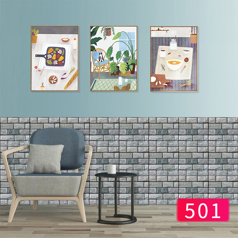 Waterproof Hot selling FOAM self-adhesive waterproof wallpaper 3D design stone wall brick Sticker