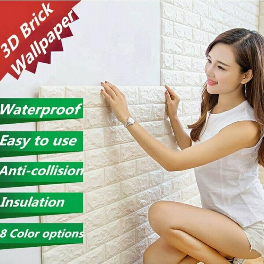 Adhesive 3d brick pe wallpaper 3d pvc wall sticker peel and stick wallpaper